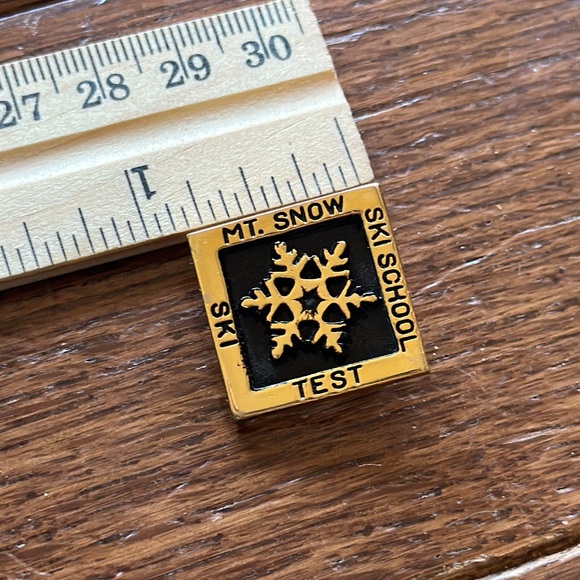 MOUNT MT SNOW Vtg Ski School Test Skiing Ski Pin VERMONT Souvenir Travel Lapel - Picture 3 of 3